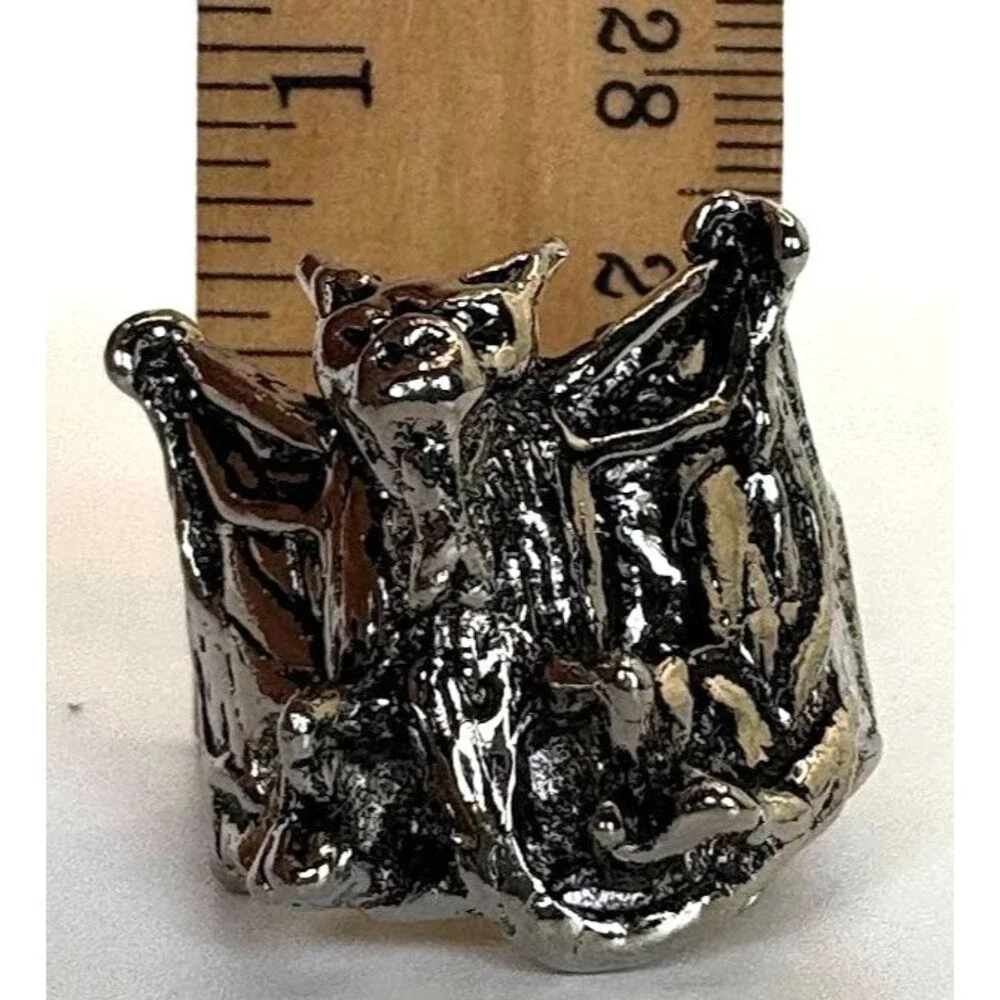 Gargoyle Ring Silver Tone Gothic Winged Demon Fantasy Statement Ring Size 11